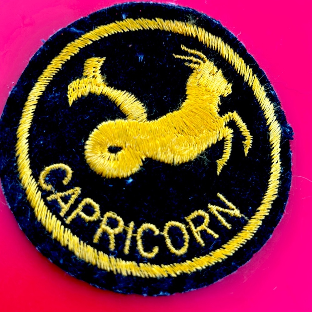 round Patch Black Capricorn  hobo hippie style